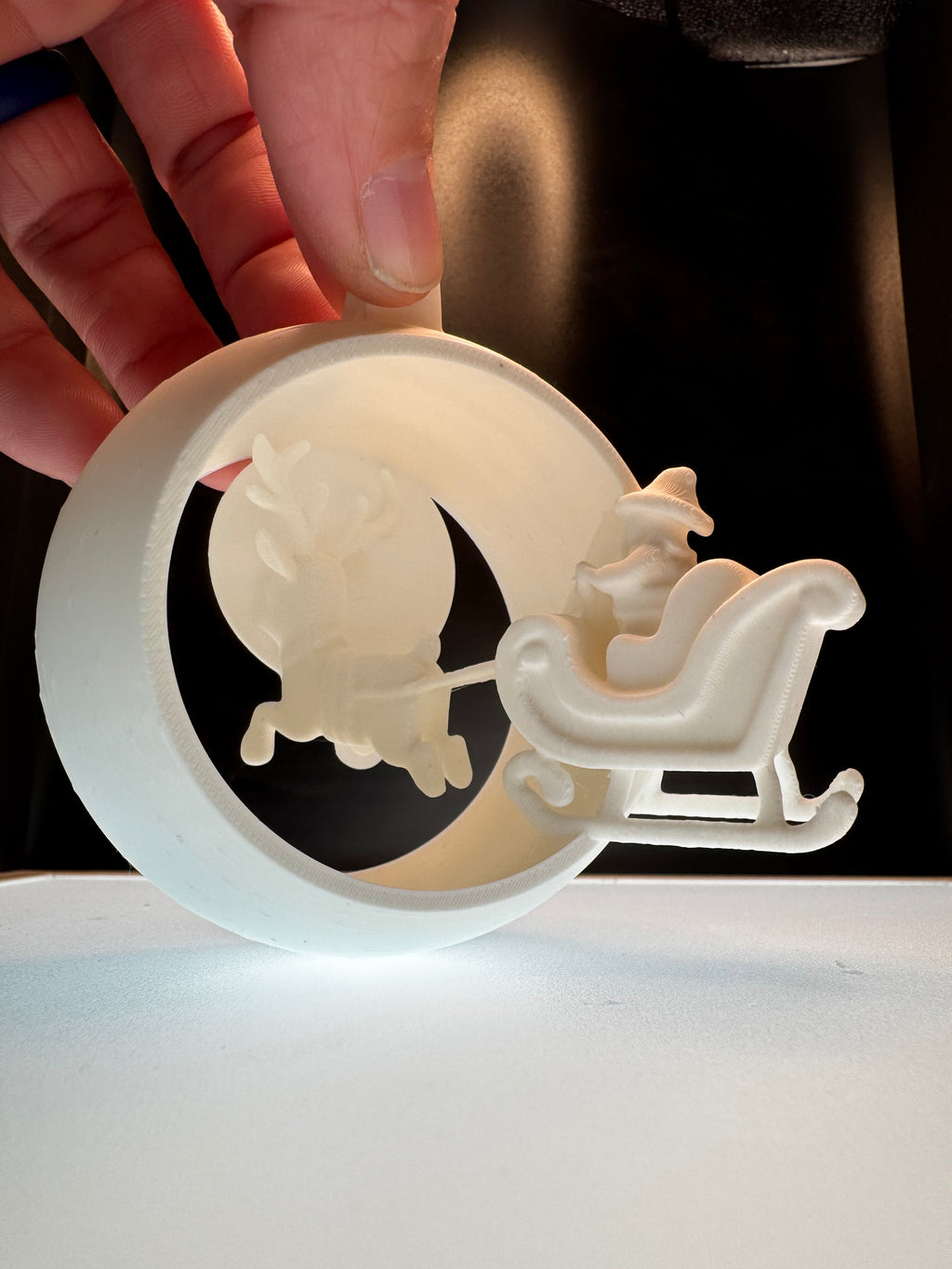 Santa & Sleigh 3D Ornament — Flying Reindeer Christmas Decoration 🎄✨