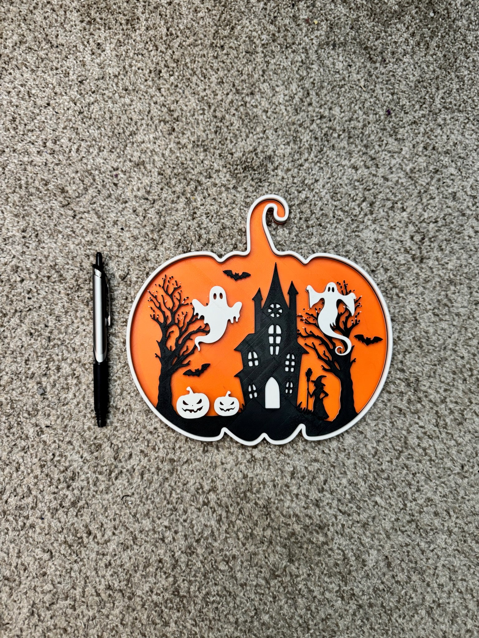 Haunted House Pumpkin Sign – 3D Printed Halloween Wall & Door Décor