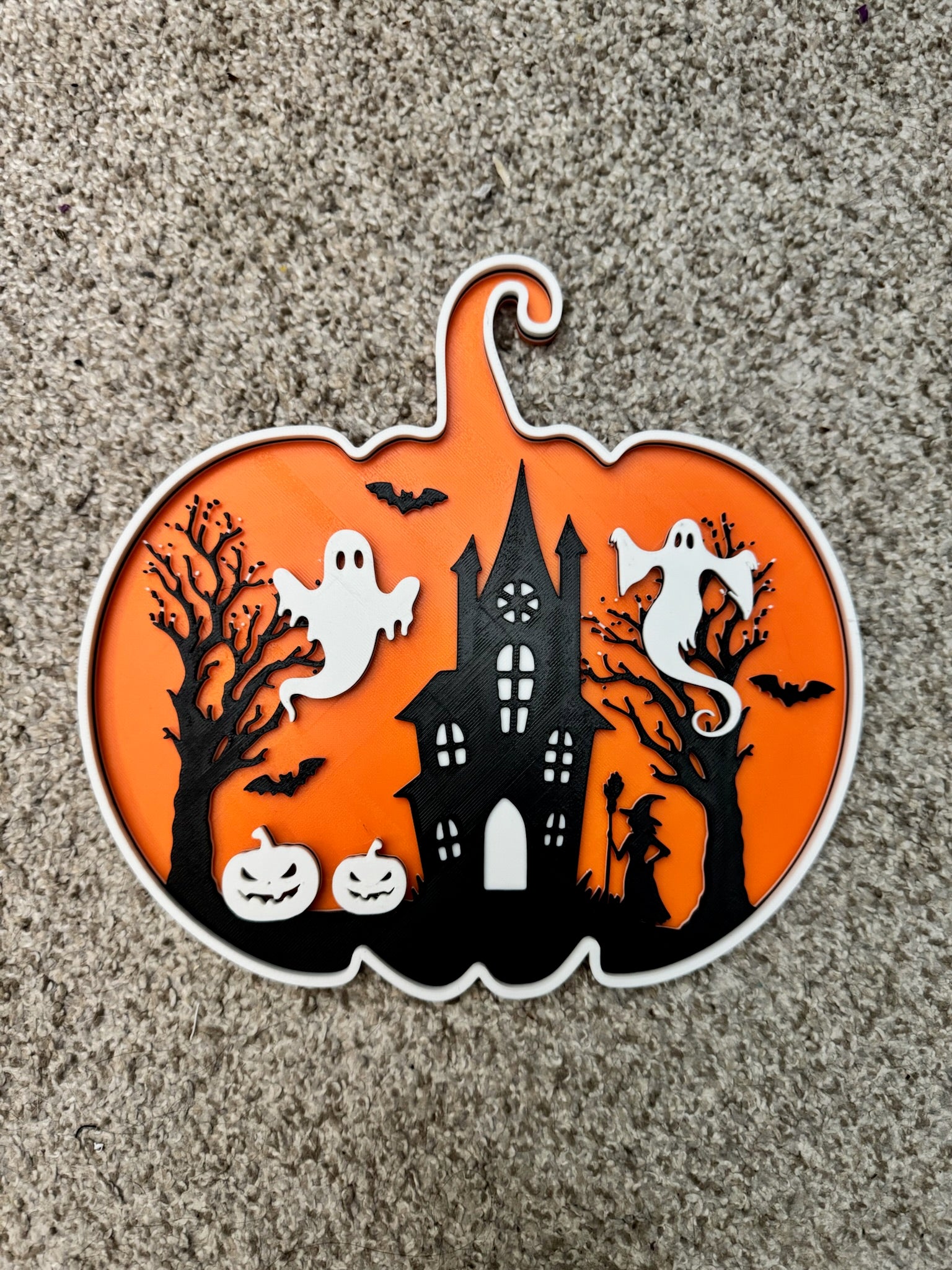 Haunted House Pumpkin Sign – 3D Printed Halloween Wall & Door Décor