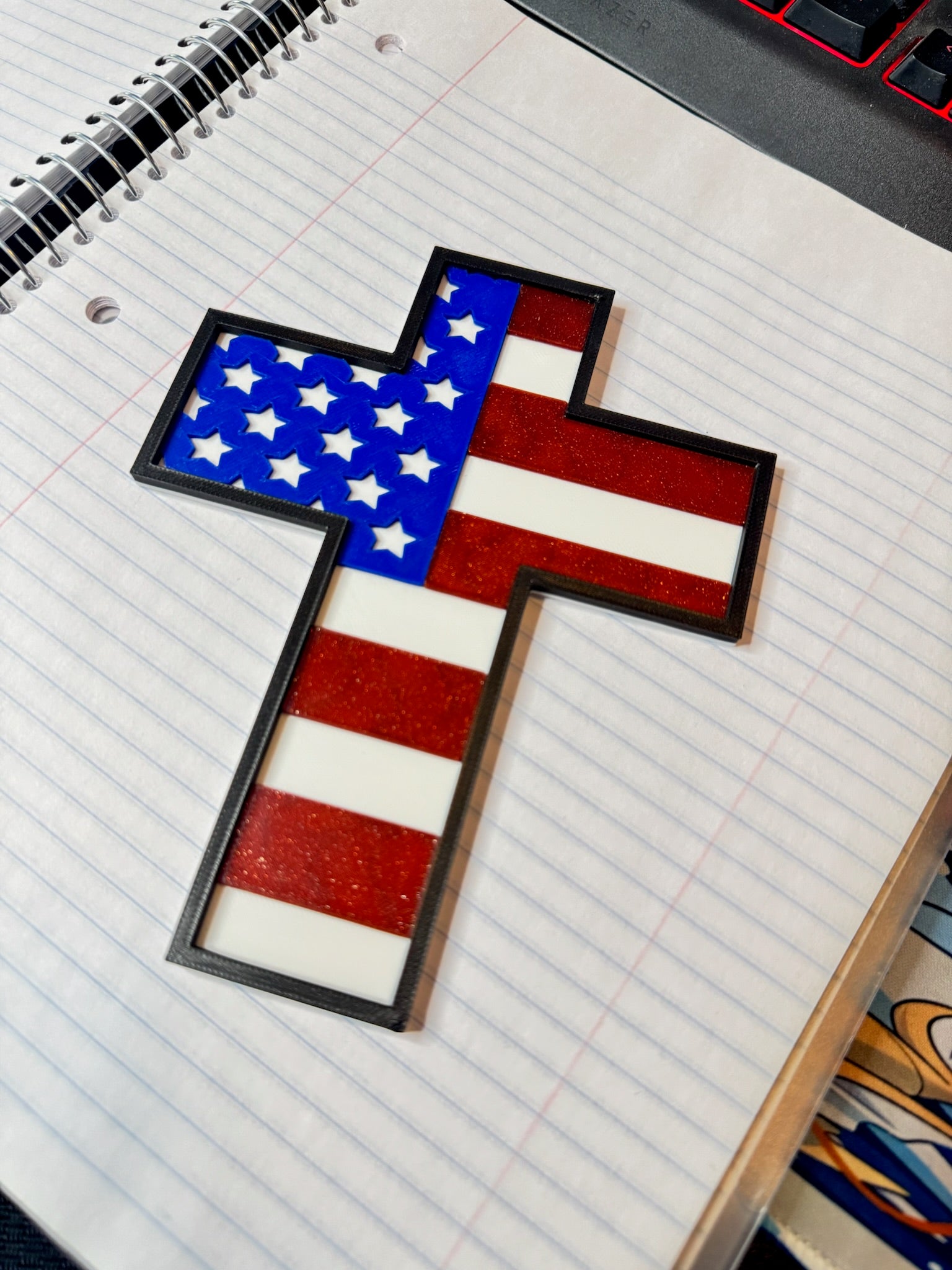 American Flag Cross – 3D Printed Patriotic Christian Wall Décor