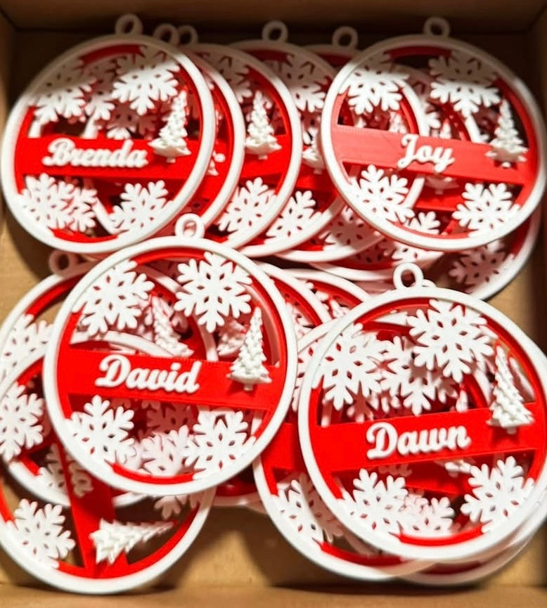 Personalized Christmas Ornament with Custom Name (Up to 15 Characters) — Snowflake Holiday Decoration Gift